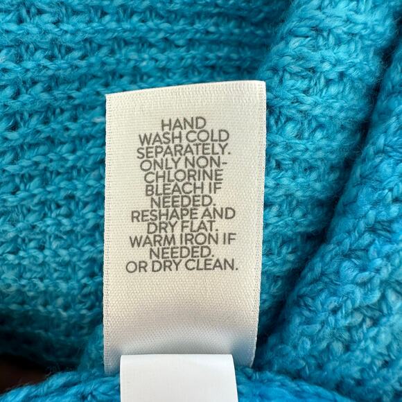 J Jill Textured Funnel Neck Sweater in Pacific Medium Waffle Knit Coastal Modest - Picture 7 of 8
